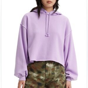 LEVIS • PALO ALTO BLOUSON-SLEEVE CROPPED HOODIE IN PURPLE